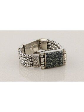 Sterling Silver Snowflake Obsidian Bracelet 6 3/4" inch